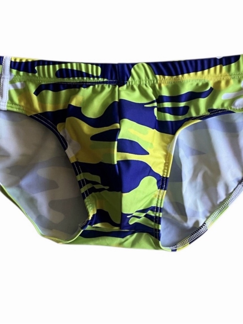 Men's Green Camo Swim Briefs - Stylish Swim Trunks